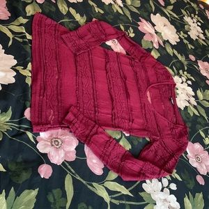 Express Lace long sleeve shirt medium burgundy